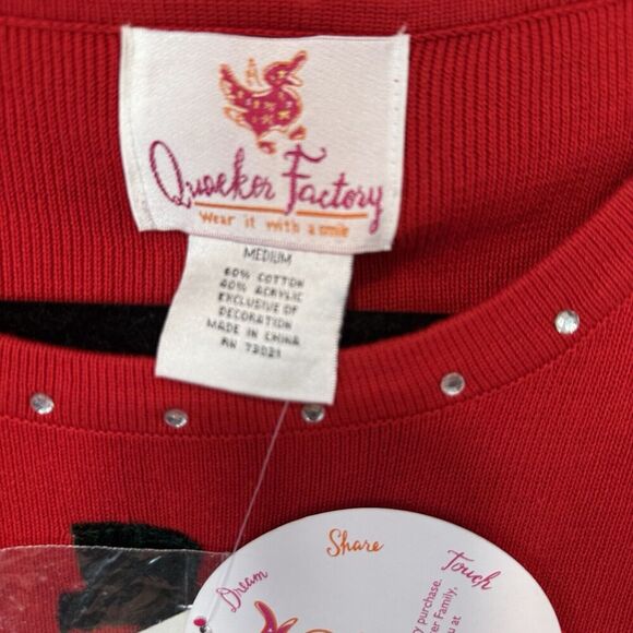 Quacker Factory Size Medium Snowman Embellished Top Red Christmas NWT 1586 - Picture 2 of 9